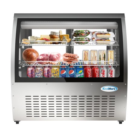 KOOLMORE 47" Deli Case and Meat Display Refrigerator, Multi-Tiered Shelves, Curved Glass Front RD18C-SS